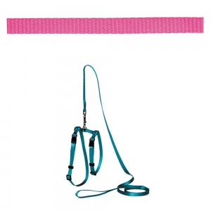 Prestige ADJUSTABLE CAT/PUPPY 3/8" HARNESS w/LEASH Hot Pink - Click for more info
